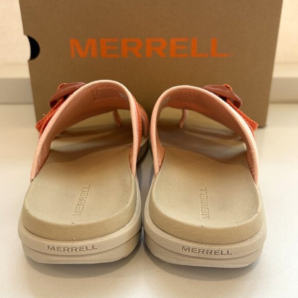 Merrell District 4 Post Sandals Toe Loop Slip On Wedge Peach Size 7 NEW - Picture 4 of 7